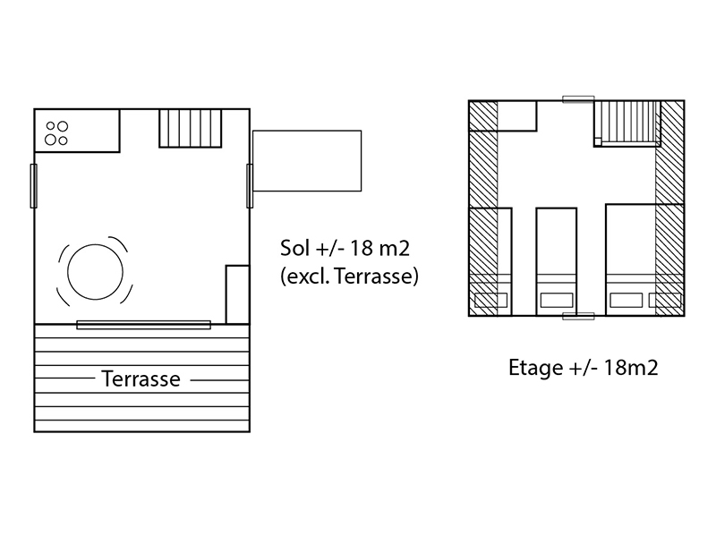 Camping Les Trexons Kampeerhuisje plattegrond